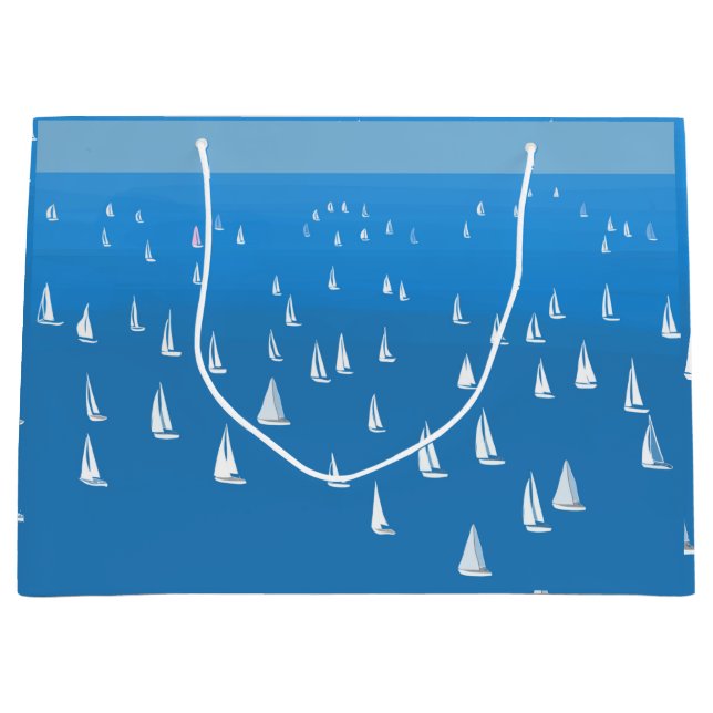 Sailing Boats in deep blue Sea - Regatta Sailboats Large Gift Bag (Front)