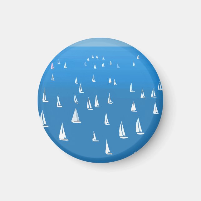 Sailing Boats in deep blue Sea - Regatta Sailboats Magnet (Front)