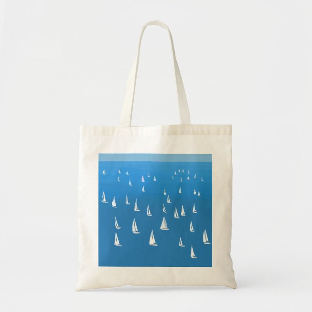 Sailing Boats in deep blue Sea - Regatta Sailboats Tote Bag (Front)