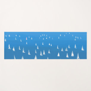 Sailing Boats in deep blue Sea - Regatta Sailboats Yoga Mat