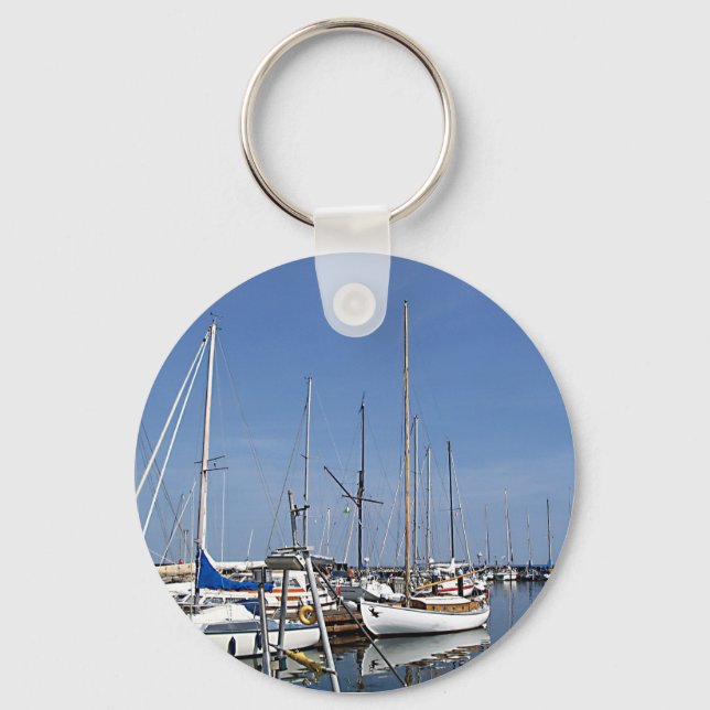 Sailing Boats in the harbour Key Ring (Front)