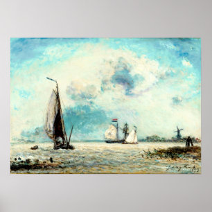 Sailing Boats On The Meuse by Johan Jongkind Poster