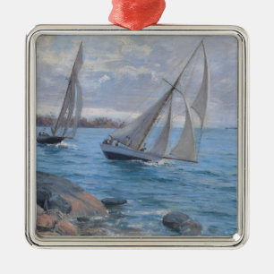 Sailing Boats on the River Metal Tree Decoration
