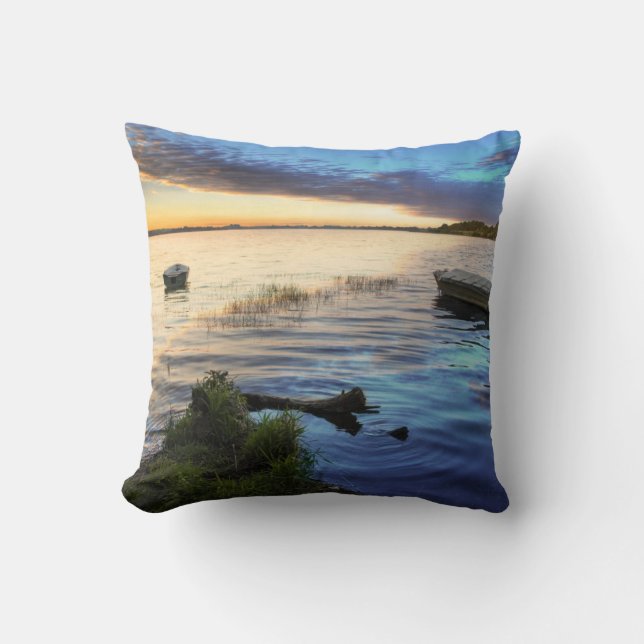Sailing Boats Reflection From The Sunset Cushion (Front)