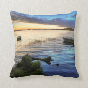 Sailing Boats Reflection From The Sunset Cushion