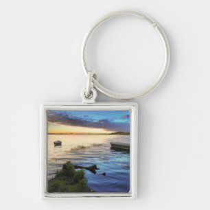Sailing Boats Reflection From The Sunset Key Ring