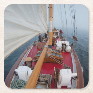 Sailing Boundary Pass Square Paper Coaster