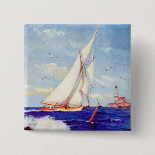 Sailing By The Lighthouse by Albert B. Marks 15 Cm Square Badge