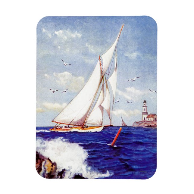 Sailing By The Lighthouse by Albert B. Marks Magnet (Vertical)