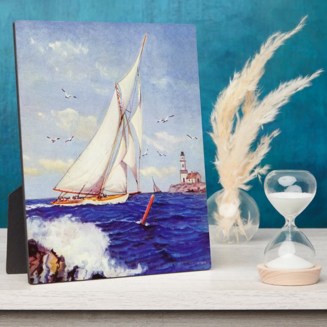 Sailing By The Lighthouse by Albert B. Marks Plaque (Side)