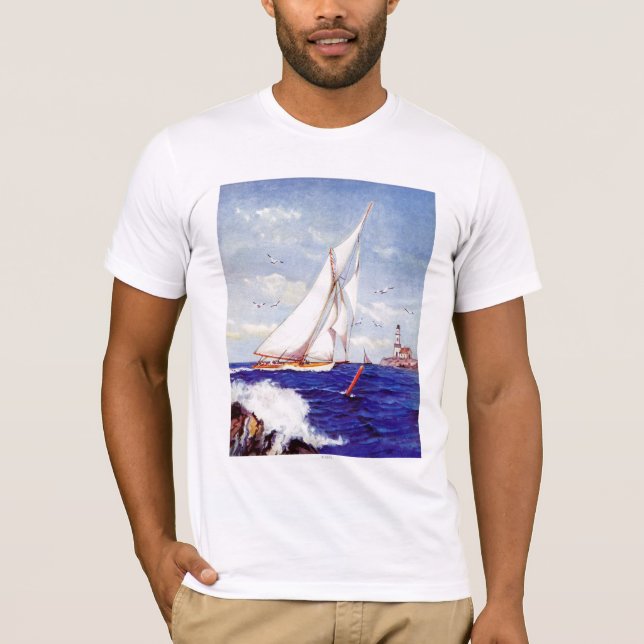 Sailing By The Lighthouse by Albert B. Marks T-Shirt (Front)