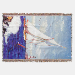 Sailing By The Lighthouse by Albert B. Marks Throw Blanket