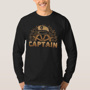 Sailing - Captain - Ship - Sunset - Wheel - Sea -  T-Shirt