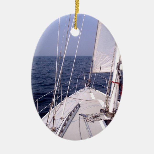 Sailing Ceramic Tree Decoration (Front)