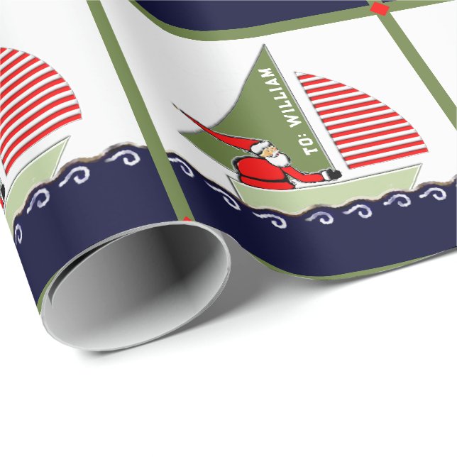 Sailing Christmas Gift Wrapping Paper (Roll Corner)