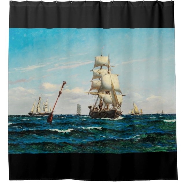 Sailing Clipper Ships Ocean Seas Shower Curtain (Front)