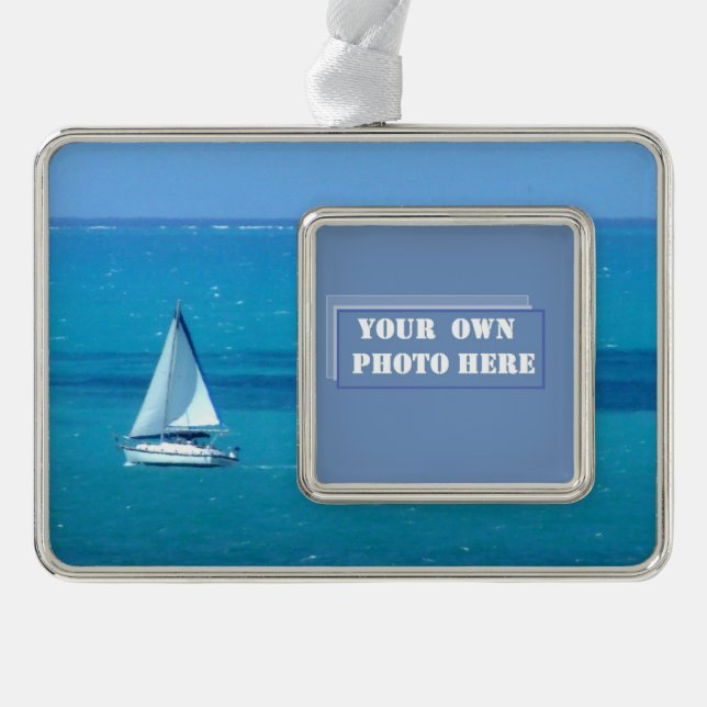 Sailing Custom Photo Silver Plated Framed Ornament (Front)