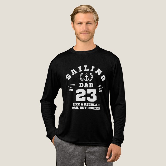 Sailing Dad Funny Boating Established 2023 Tri-Blend Shirt (Full Front)