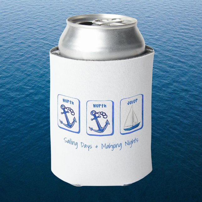 Sailing Days & Mahjong Nights Custom Nautical Can Cooler (Creator Uploaded)