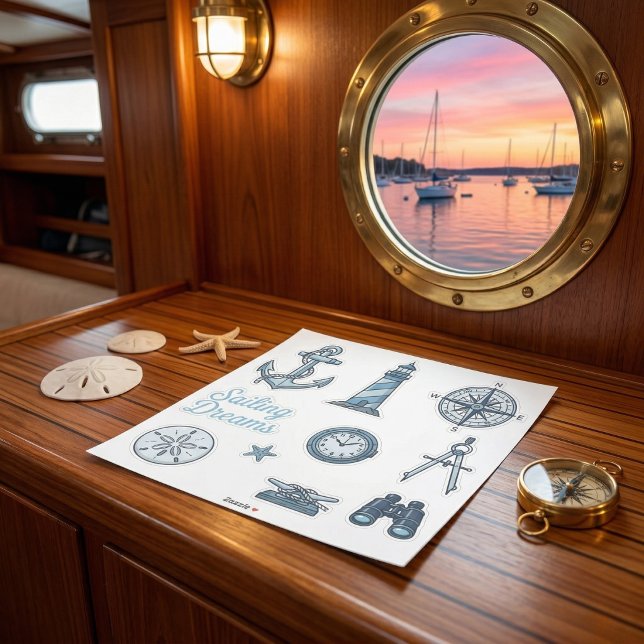 Sailing Dreams Nautical Sticker Sheet (Knot your average sticker set.)