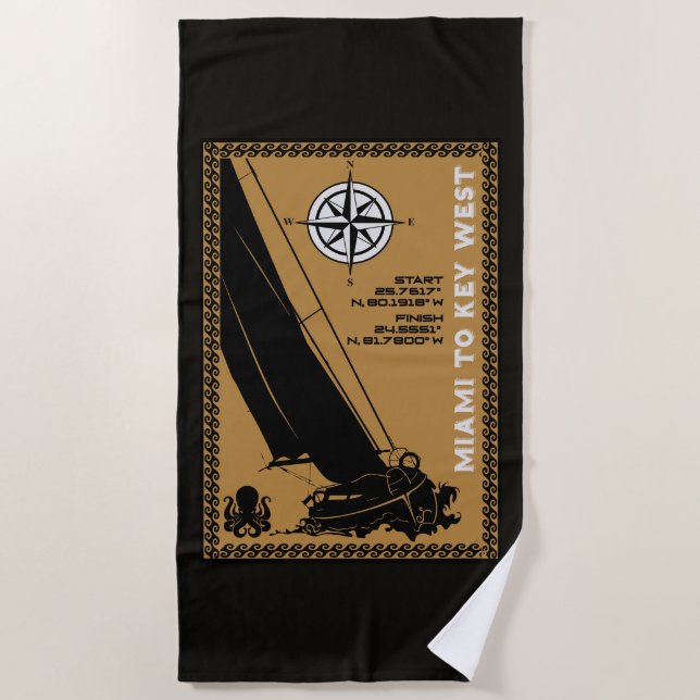 Sailing Florida Miami Key West Beach Towel (Front)