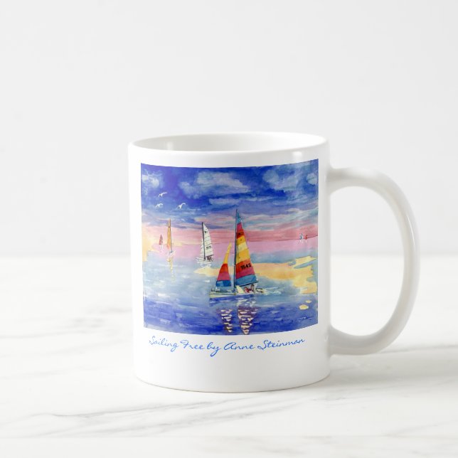 Sailing Free Hobie Cat Coffee Mug (Right)