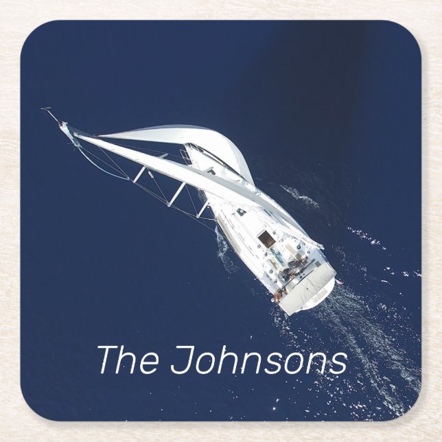 Sailing Freedom Bird's Eye View Square Paper Coaster (Front)