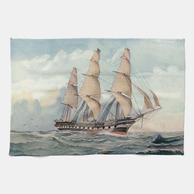 Sailing Frigate Duncan Dunbar Tea Towel (Horizontal)