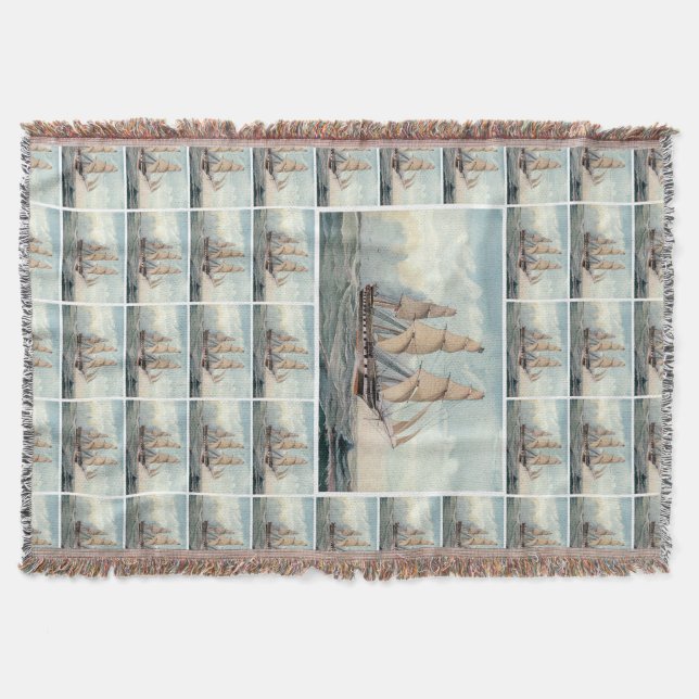 Sailing Frigate Duncan Dunbar Throw Blanket (Front)
