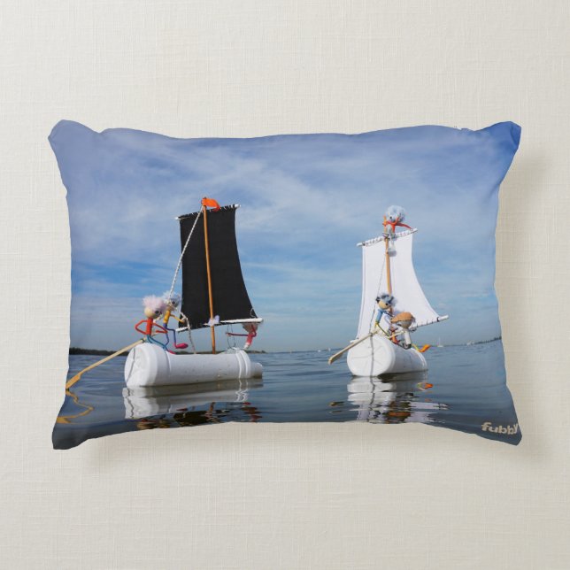 Sailing Fubby's that go on adventure. Decorative Cushion (Front)