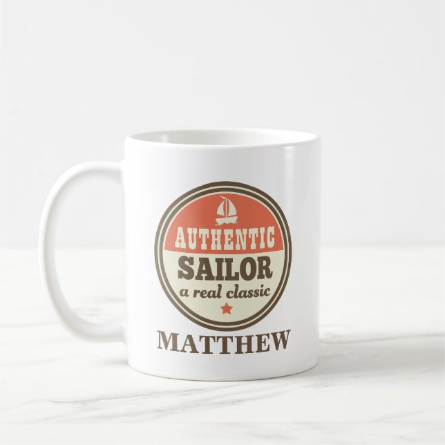Sailing Gift Authentic Sailor Personalised Coffee Mug (Left)