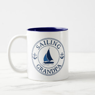 Sailing Grandpa Year Established Two-Tone Coffee Mug