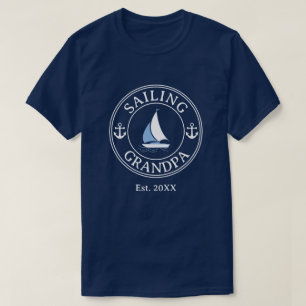 Sailing Grandpa Year Established White Text T-Shirt