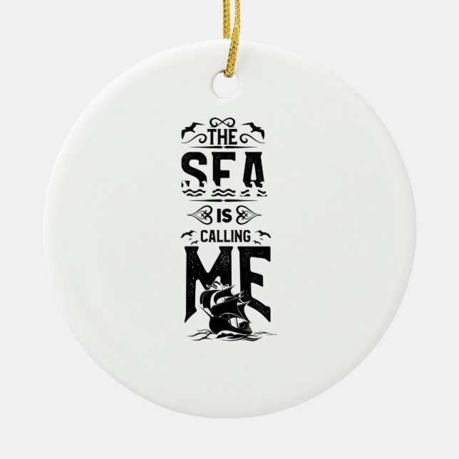 Sailing Heartbeat Ceramic Tree Decoration (Front)