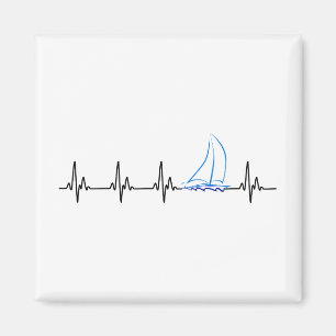 Sailing Heartbeat Funny Sailboat Magnet