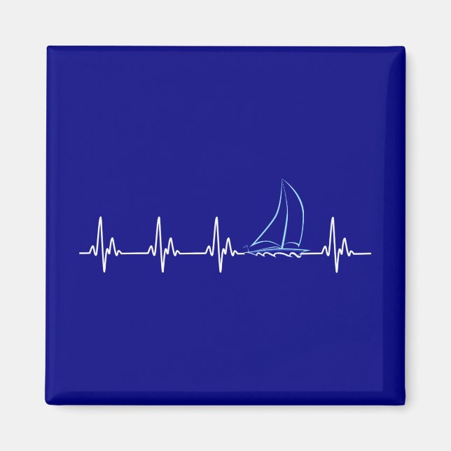 Sailing Heartbeat Funny Sailboat Magnet (Front)