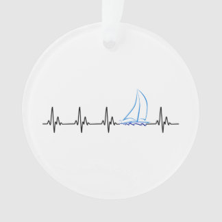 Sailing Heartbeat Funny Sailboat Ornament