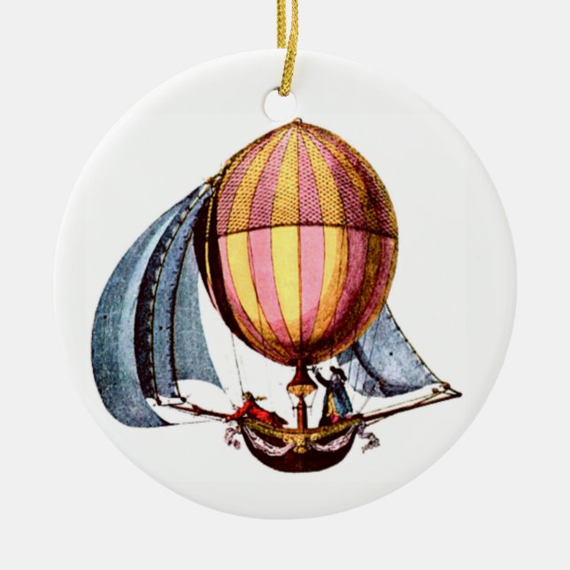 Sailing /Hot Air Balloon Ceramic Tree Decoration (Front)
