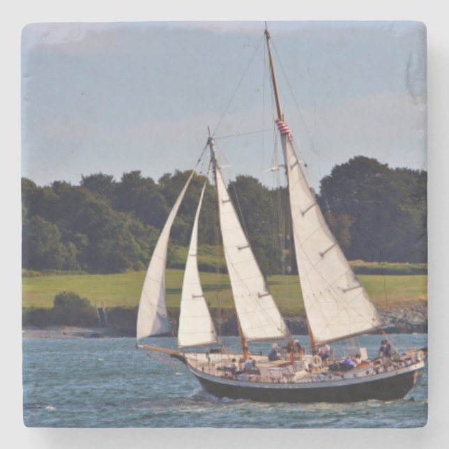 Sailing In Newport, Rhode Island, USA Stone Coaster (Front)