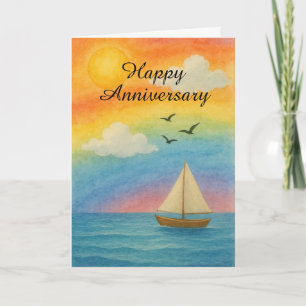 Sailing Into Love – Rainbow Sea Anniversary LGBTQ+ Card
