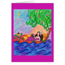 Sailing Into the Sunset Card with a Cat