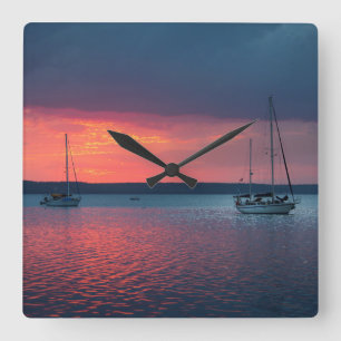 Sailing Into The Sunset   Cienfuego, Cuba Square Wall Clock