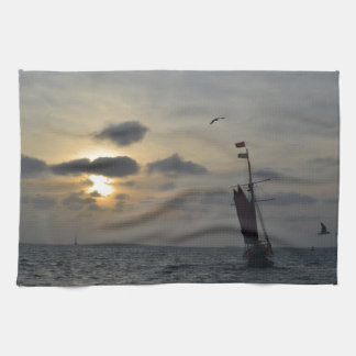 Sailing into the Sunset Tea Towel