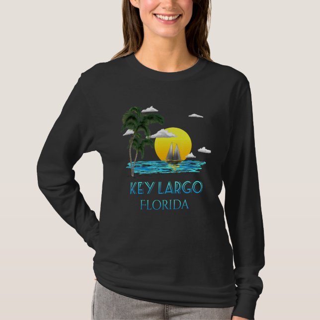 Sailing Key Largo Florida Keys Beach Sunset T-Shirt (Front)