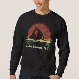 Sailing Lake George New York Vintage Sail Boat Sai Sweatshirt