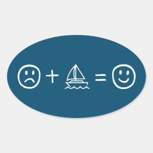 Sailing Makes You Happy Oval Sticker