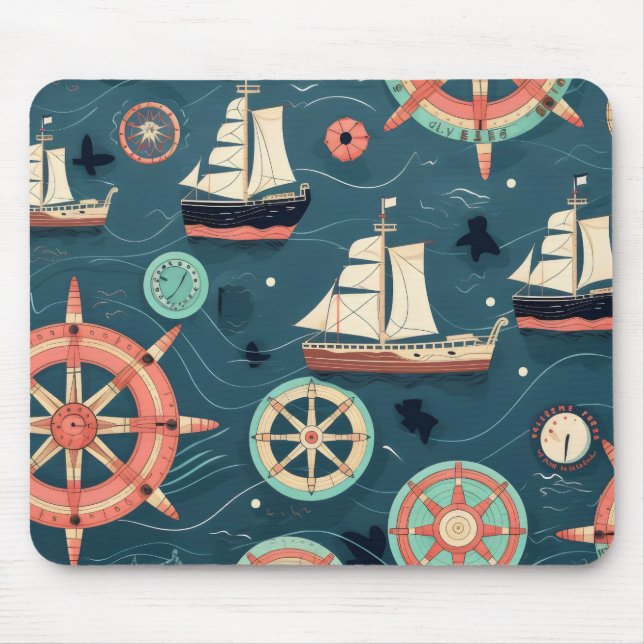 Sailing Marine Pattern Mouse Pad (Front)