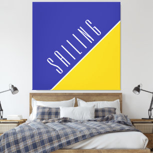 SAILING Modern Navy Bright Yellow Colour Block Canvas Print