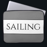 SAILING Modern Sporty Grey White Summer Stripes Laptop Sleeve<br><div class="desc">This sporty nautical design features modern SAILING text inside a white centre stripe highlighted with black stripes against grey outer stripes.  The text and colours can be personalised.</div>