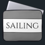 SAILING Modern Sporty Grey White Summer Stripes Laptop Sleeve<br><div class="desc">This sporty nautical design features modern SAILING text inside a white centre stripe highlighted with black stripes against grey outer stripes.  The text and colours can be personalised.</div>